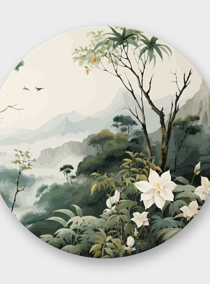 Obraz White Flowers Circle